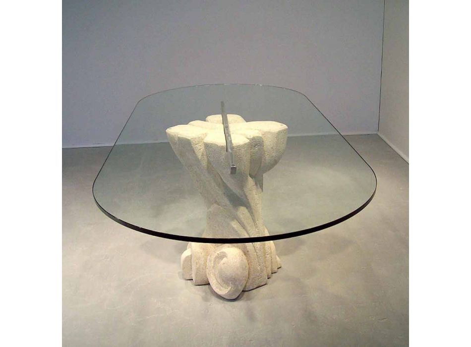 Aphrodite moderní design kámen a křišťál oválný jídelní stůl Viadurini