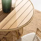 Zahradní jídelní stůl z hliníku a teakového dřeva-Svlk - Matter Viadurini