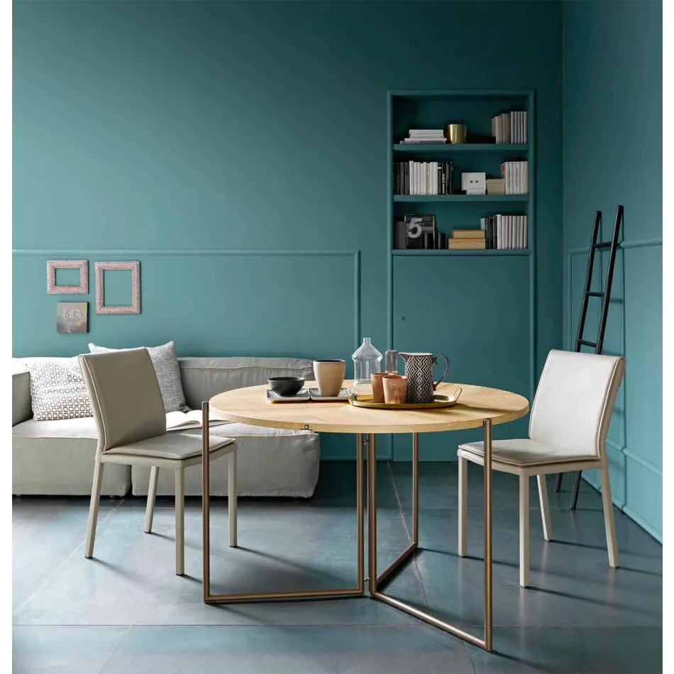 Moderní skládací jídelní stůl ze dřeva a kovu vyrobený v Itálii - Menelao Viadurini