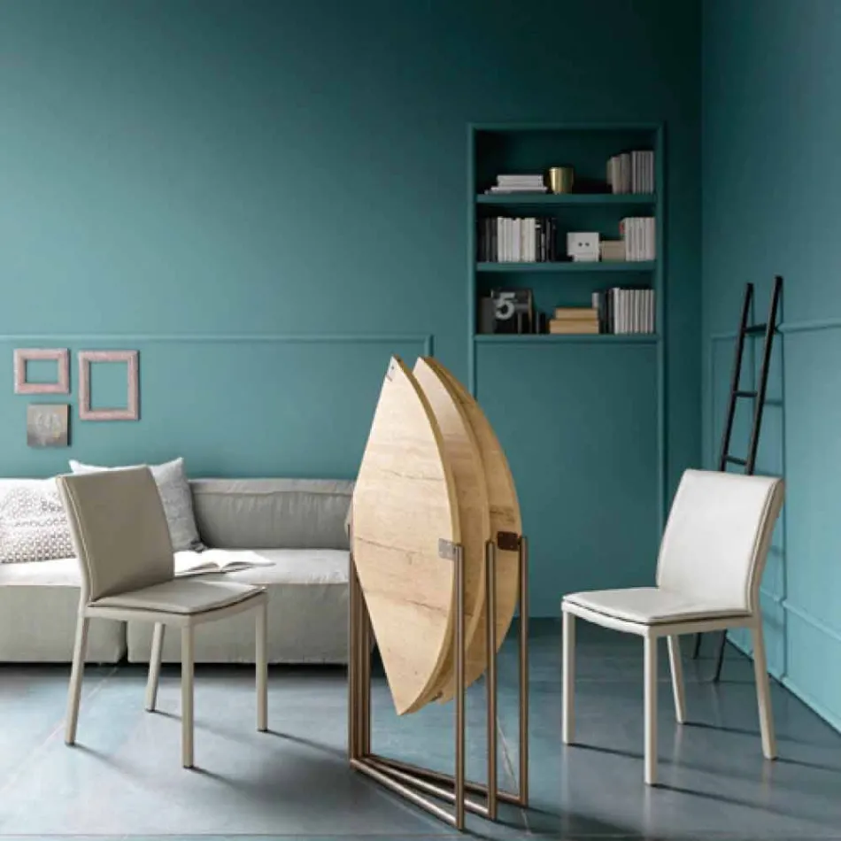 Moderní skládací jídelní stůl ze dřeva a kovu vyrobený v Itálii - Menelao Viadurini