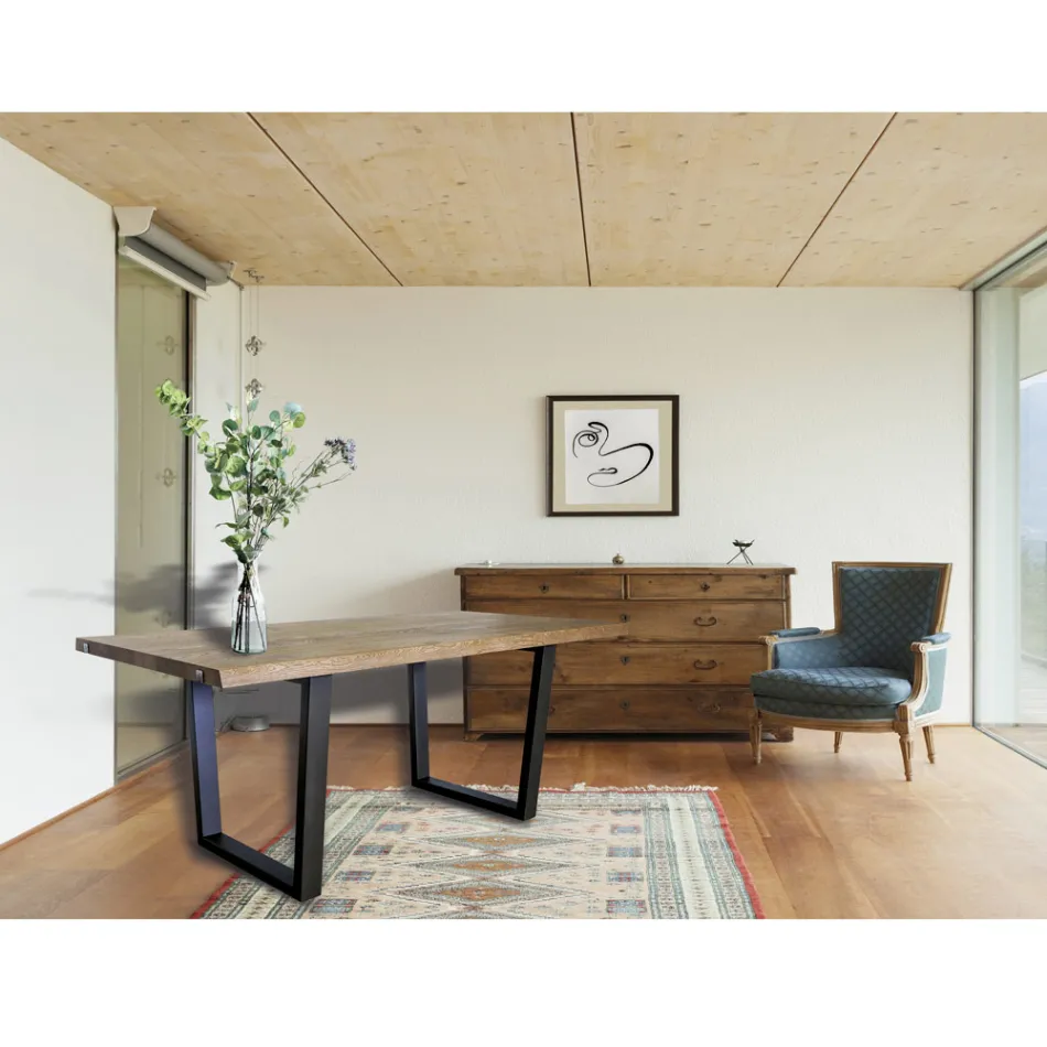 Jídelní stůl pokovený dubem Masellato Knotted Oak Made in Italy - Pilar Viadurini