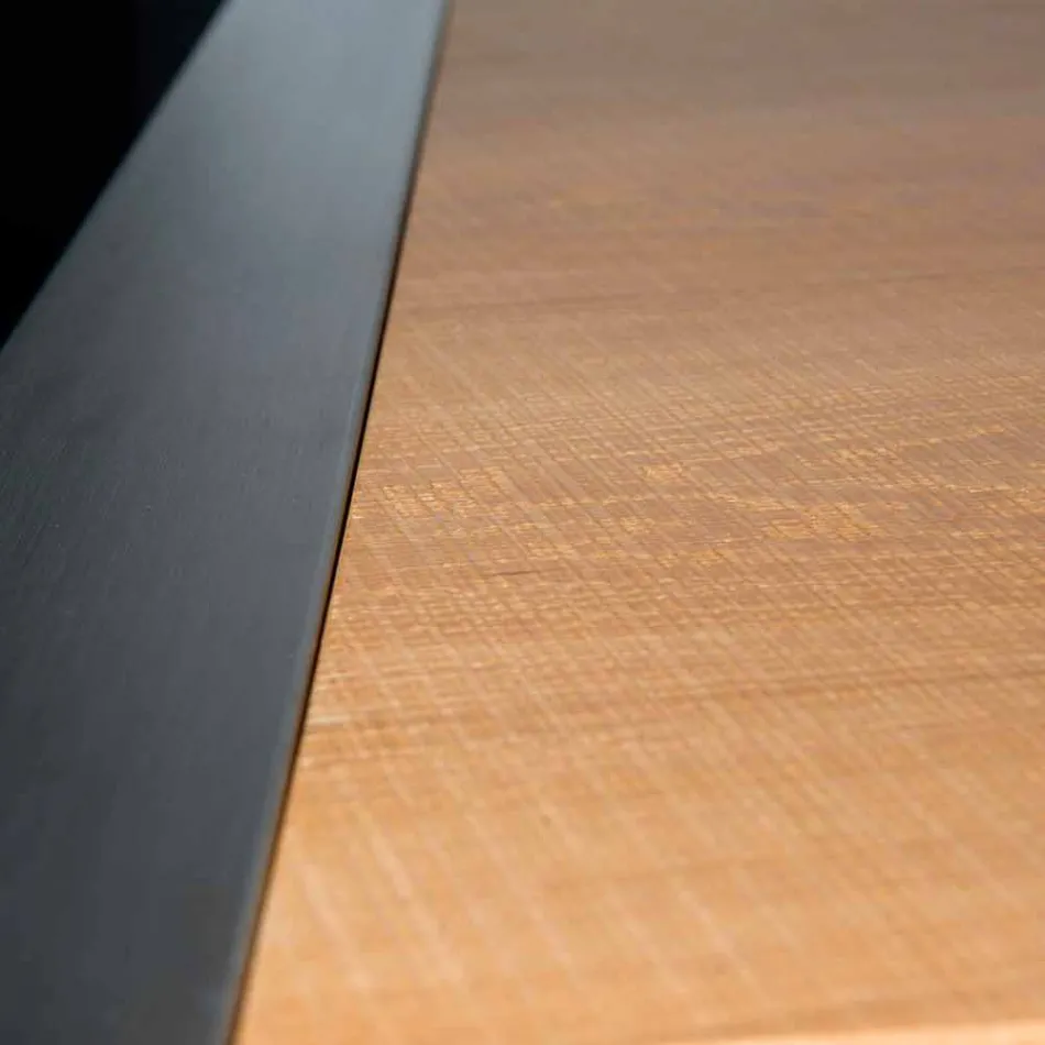 Obdélníkový jídelní stůl v dubových a nerezových podvody Viadurini