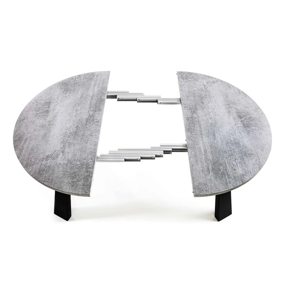 Kulatý jídelní stůl rozšiřitelný až na 370 cm ze dřeva a kovu - Caimano Viadurini