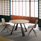 Kulatý jídelní stůl rozšiřitelný až na 370 cm ze dřeva a kovu - Caimano Viadurini