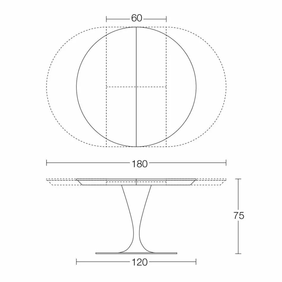 Kulatý rozkládací jídelní stůl z laminované keramiky vyrobený v Itálii - Lupetto Viadurini