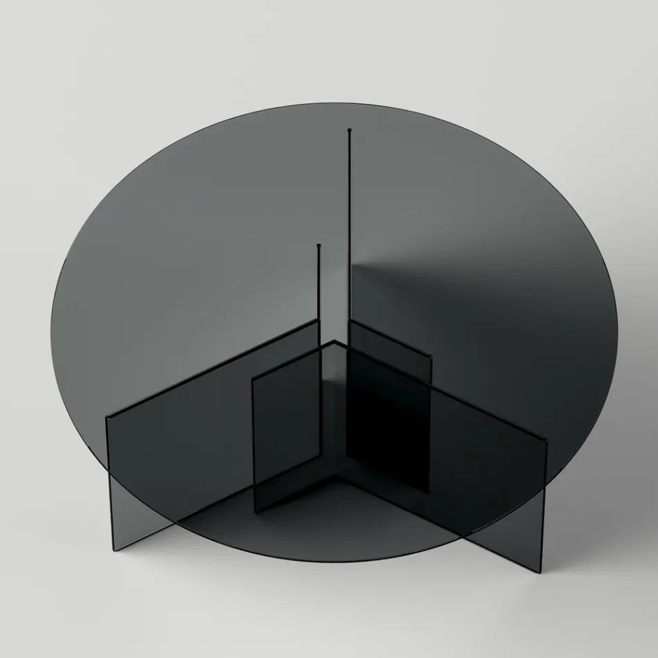 Kulatý jídelní stůl s podnoží a skleněnou deskou Made in Italy - Charles Viadurini