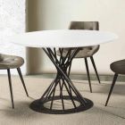Kulatý jídelní stůl s laminovanou dřevěnou deskou a ocelovou základnou - Mileto Viadurini