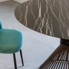 Kulatý jídelní stůl z leštěné keramiky a oceli Florim - Denali Viadurini