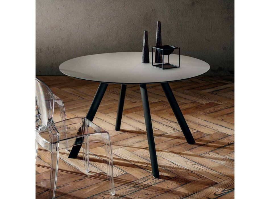 Kulatý jídelní stůl z laminovaného Fenixu vyrobeného v Itálii - Lingotto Viadurini