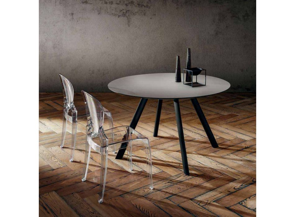 Kulatý jídelní stůl z laminovaného Fenixu vyrobeného v Itálii - Lingotto Viadurini