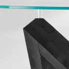 Tabulka Kulatý jídelní dřeva se skleněnou deskou Bao, moderní design Viadurini