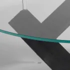 Tabulka Kulatý jídelní dřeva se skleněnou deskou Bao, moderní design Viadurini