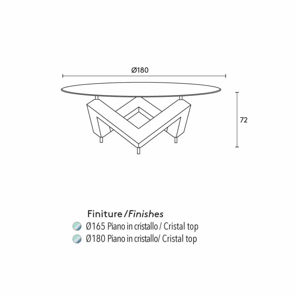 Tabulka Kulatý jídelní dřeva se skleněnou deskou Bao, moderní design Viadurini