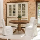 Kulatý jídelní stůl z recyklovaného tropického dřeva s centrální podnoží - skluzavka Viadurini