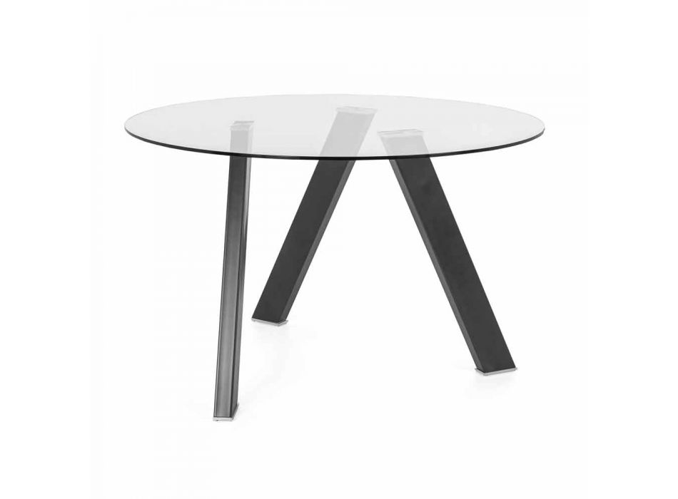 Moderní skleněný a kovový kulatý jídelní stůl - tontolon Viadurini