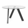 Průměr kulatého jídelního stolu 120 cm ve skleněném a kovovém provedení - Tonto