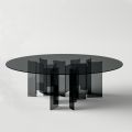 Kulatý jídelní stůl z extra čirého nebo kouřového skla Made in Italy - Thommy
