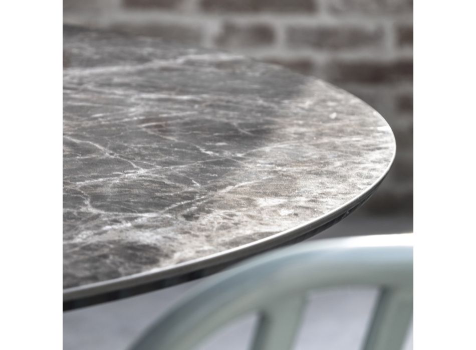 Kulatý jídelní stůl ze sklokeramiky a kovu Made in Italy - Alfero Viadurini