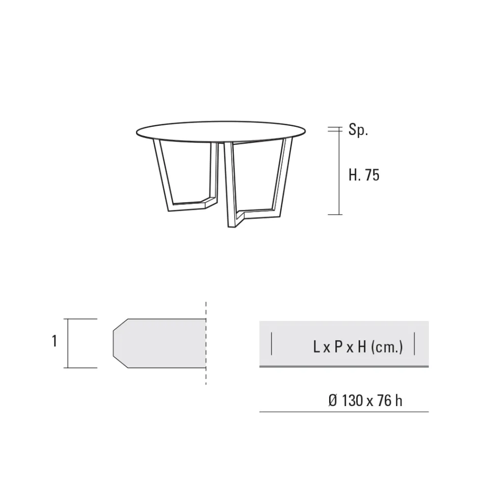 Kulatý jídelní stůl kovový a laminovaný Hpl Made in Italy - Bastiano Viadurini