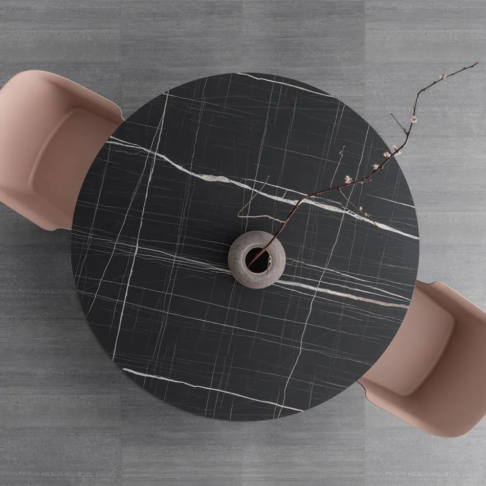 Kulatý jídelní stůl kovový a laminovaný Hpl Made in Italy - Bastiano Viadurini