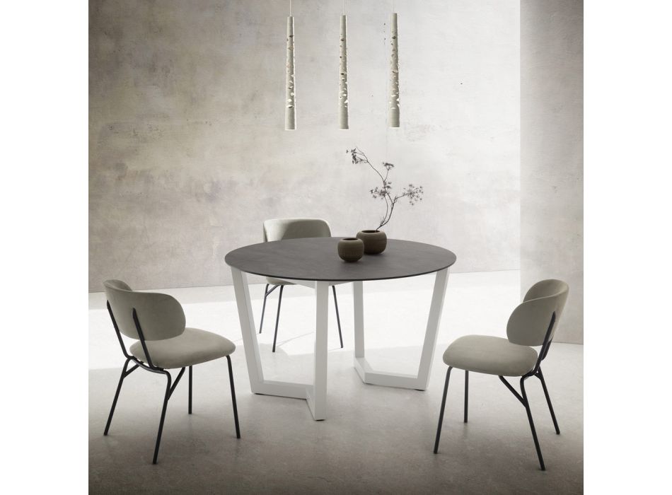 Kulatý jídelní stůl kovový a laminovaný Hpl Made in Italy - Bastiano Viadurini