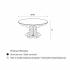 Cassia kulatý jídelní stůl, piano black dřevo a sklo top Viadurini