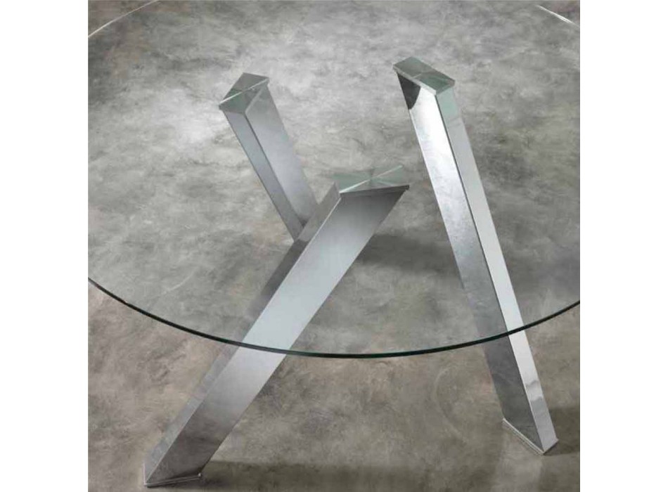Kulatý jídelní stůl se skleněnou deskou v Adamovi, moderním designem Viadurini