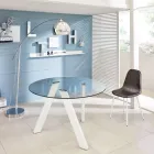 Kulatý jídelní stůl Adamo se skleněnou deskou, moderní design Viadurini
