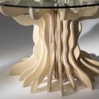 Kulatý jídelní dřevěný stůl s tvrzeného skla Dalia Viadurini