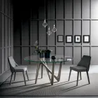 Kulatý jídelní stůl z průhledného skla a polyuretanových nohou - Stalto Viadurini