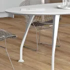 Oválný jednací stůl z bílého melaminu - Fadila Viadurini