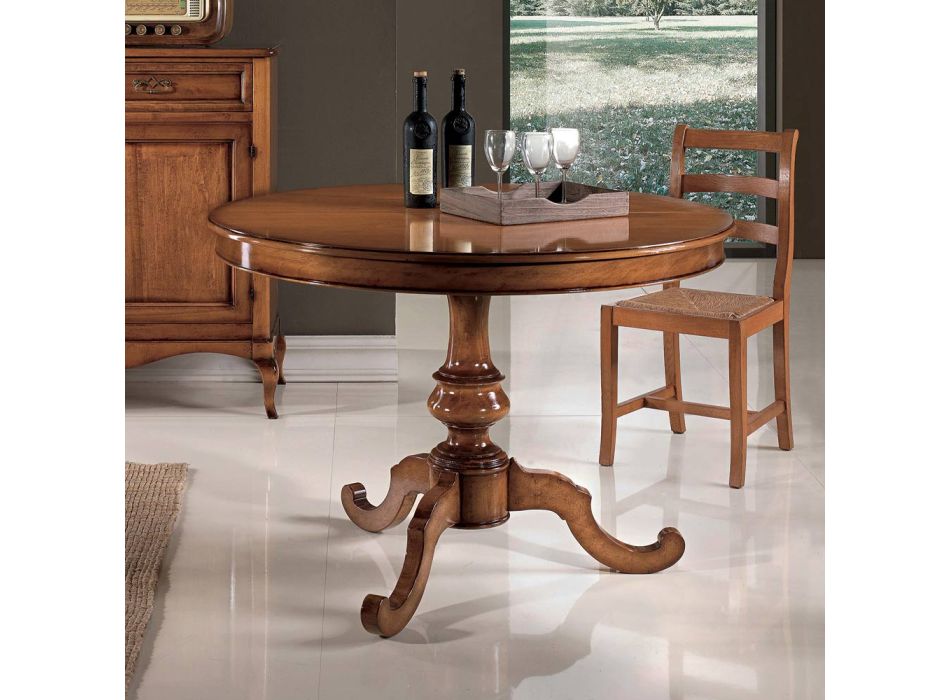 Rozkládací kulatý obývací pokojový stůl z ořechu Made in Italy - Vittoria Viadurini