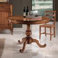 Rozkládací kulatý obývací pokojový stůl z ořechu Made in Italy - Vittoria