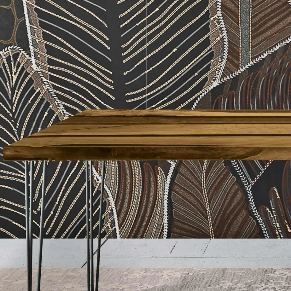 Stůl do obývacího pokoje z dubu a barevné epoxidové pryskyřice Made in Italy - Magnus Viadurini