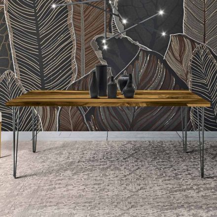 Stůl do obývacího pokoje z dubu a barevné epoxidové pryskyřice Made in Italy - Magnus Viadurini