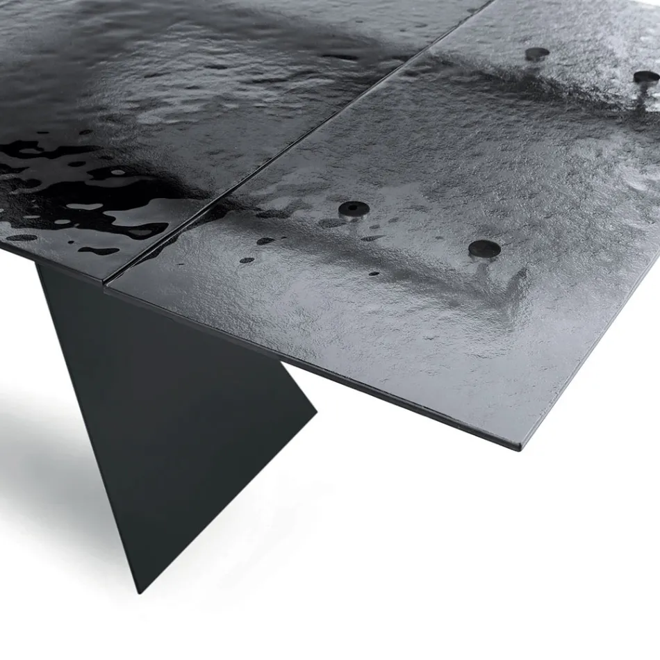 Obývací stůl 160x90 s průhlednou deskou z tepaného skla - Martello Viadurini