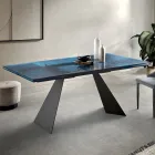 Obývací stůl 160x90 s průhlednou deskou z tepaného skla - Martello Viadurini