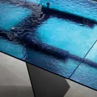 Obývací stůl 160x90 s průhlednou deskou z tepaného skla - Martello Viadurini