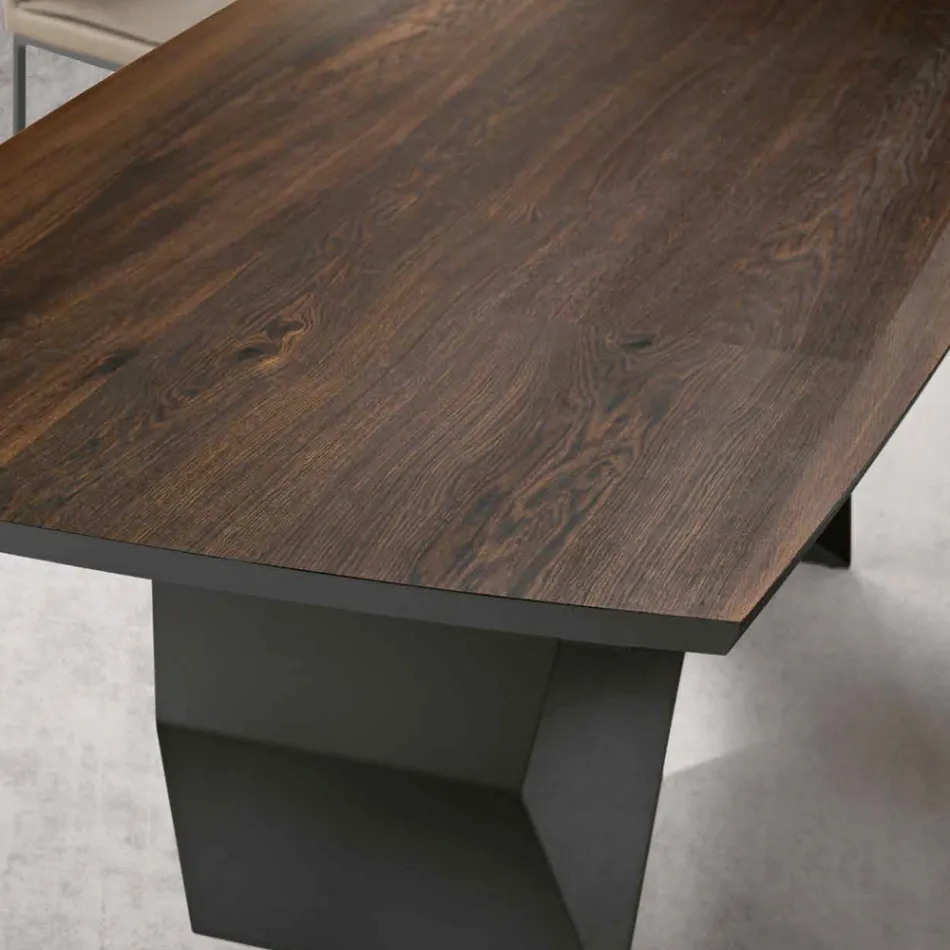 Stůl do obývacího pokoje 200x100 v provedení dubová dýha a kov - kříž Viadurini