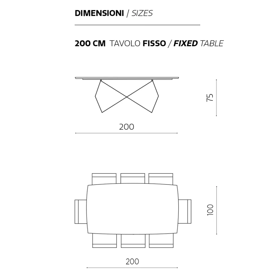 Stůl do obývacího pokoje 200x100 v provedení dubová dýha a kov - kříž Viadurini