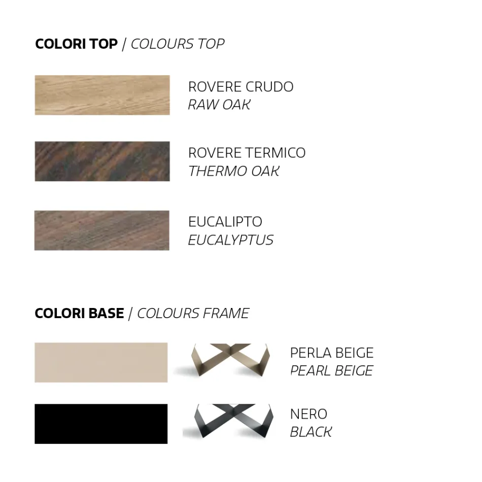 Stůl do obývacího pokoje 200x100 v provedení dubová dýha a kov - kříž Viadurini