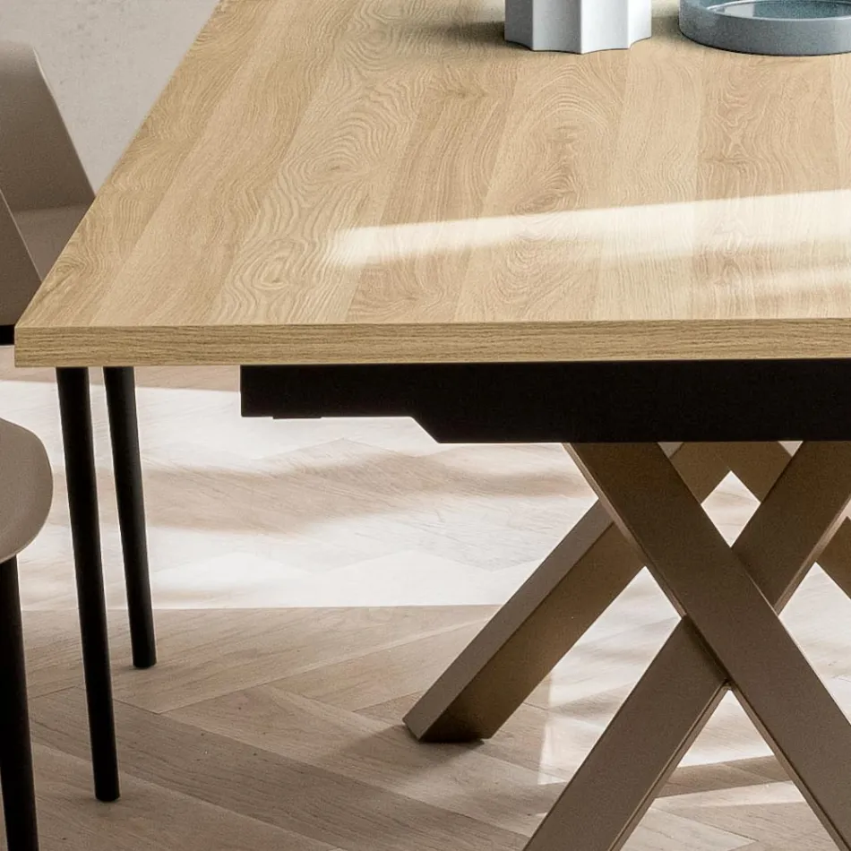 Rozkládací stůl do obývacího pokoje 260 nebo 300 cm z kovu a HPL - Borgo Viadurini