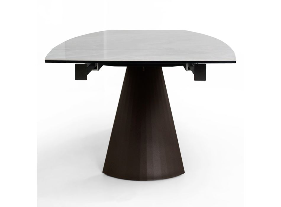 Rozkládací stůl do obývacího pokoje s deskou ve tvaru sudu z keramiky vyrobené v Itálii – brýle Viadurini