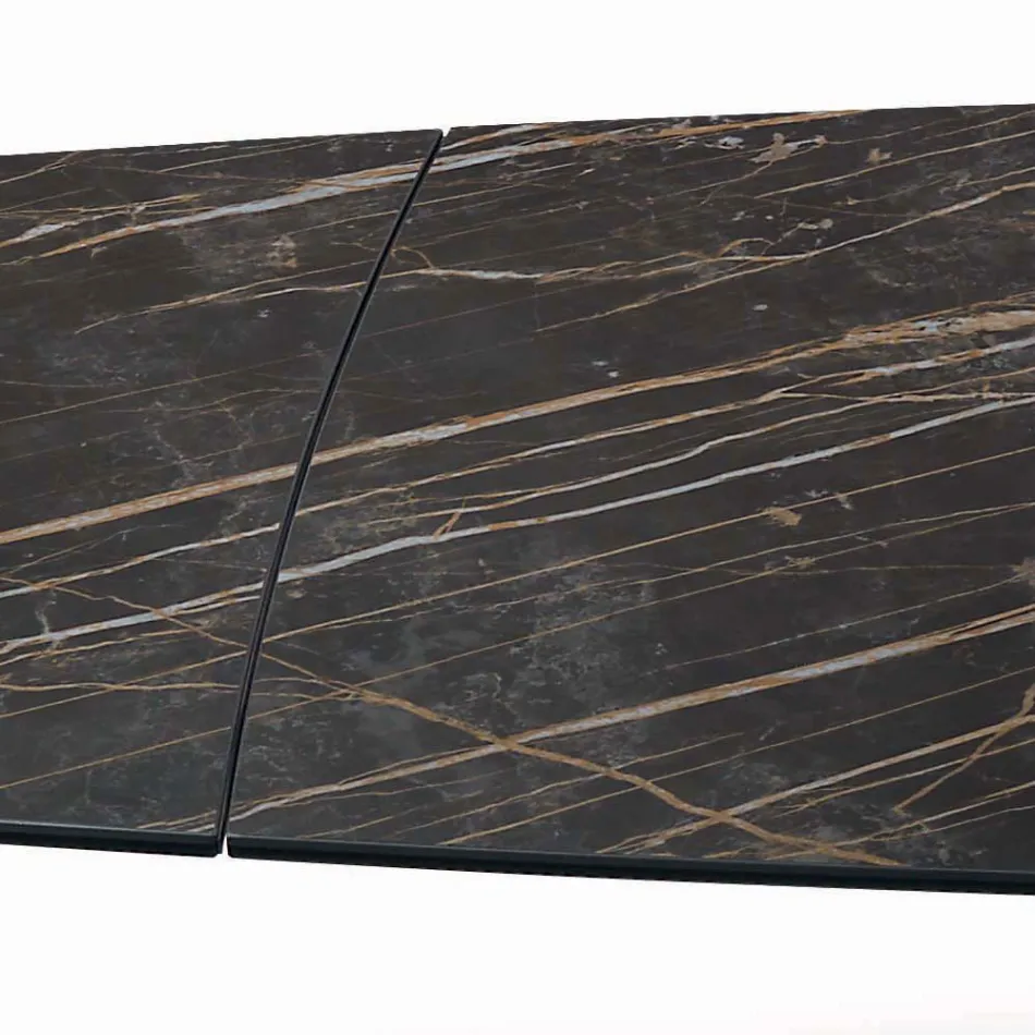 Rozkládací stůl do obývacího pokoje s deskou ve tvaru sudu z keramiky vyrobené v Itálii – brýle Viadurini