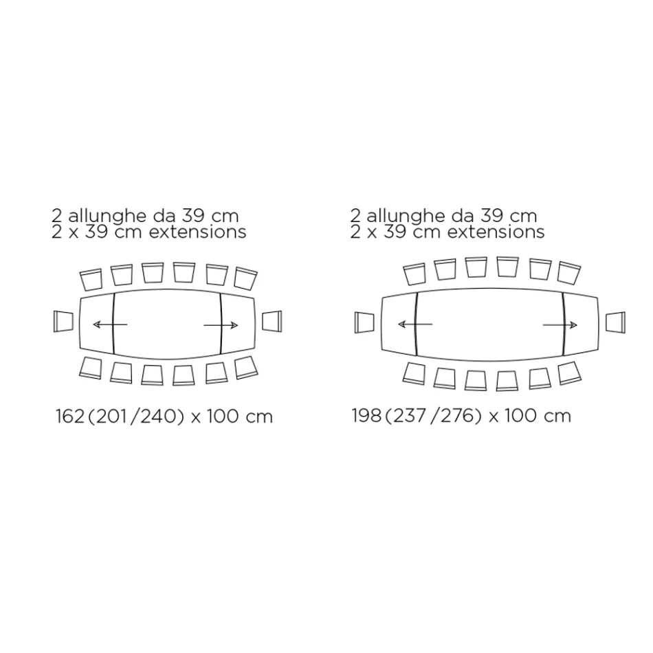 Rozkládací stůl do obývacího pokoje s deskou ve tvaru sudu z keramiky vyrobené v Itálii – brýle Viadurini