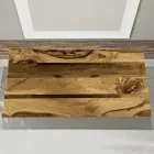 Stůl do obývacího pokoje s dubovou deskou a barevnou epoxidovou pryskyřicí - Miklas Viadurini