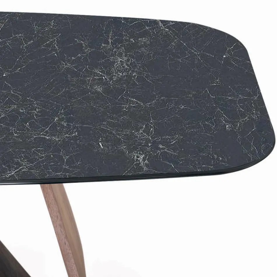 Pevný stůl do obývacího pokoje s dřevěnou základnou Vyrobeno v Itálii - Equatore Viadurini