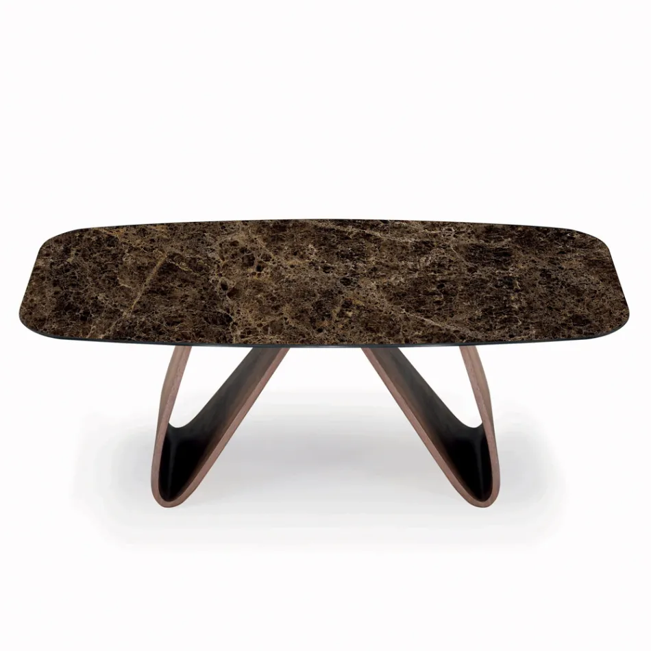 Pevný stůl do obývacího pokoje s dřevěnou základnou Vyrobeno v Itálii - Equatore Viadurini