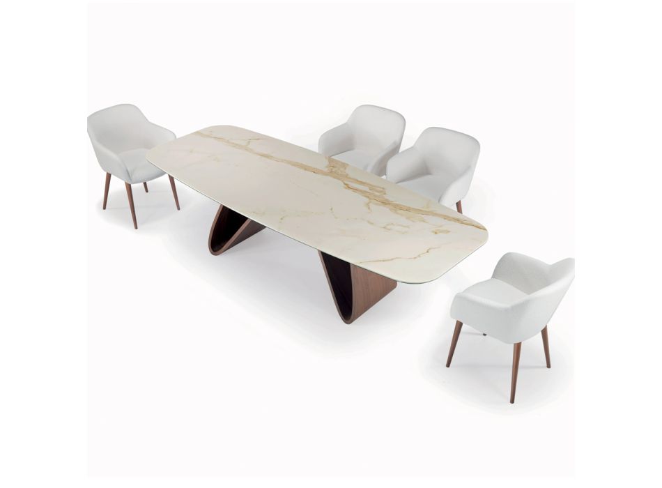 Pevný stůl do obývacího pokoje s dřevěnou základnou Vyrobeno v Itálii - Equatore Viadurini