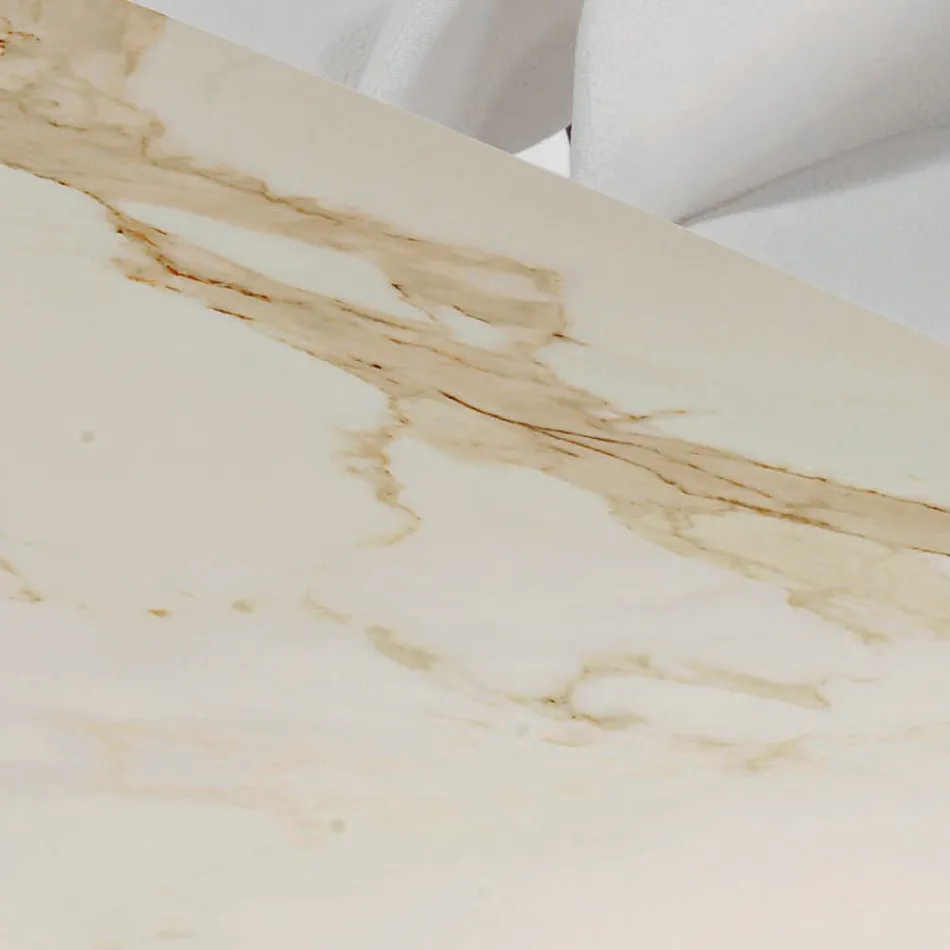 Pevný stůl do obývacího pokoje s dřevěnou základnou Vyrobeno v Itálii - Equatore Viadurini